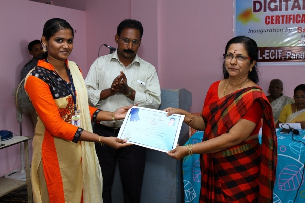 Mrs. Lasitha Nair Education standing committee chairman distributing certificate